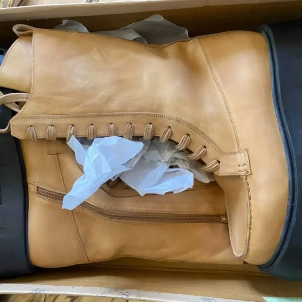 Free People Tan lace up zipper Combat Boots - Picture 5 of 6